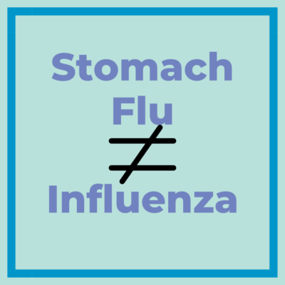 text reading 'stomach flu is not influenza'